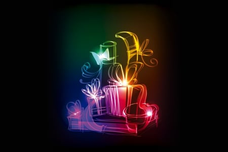 Neon Xmas - neon, colors, gifts, christmas