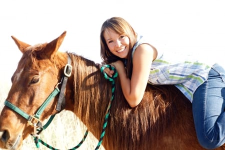 Bareback Rider - horse, cowgirl, pretty, jeans