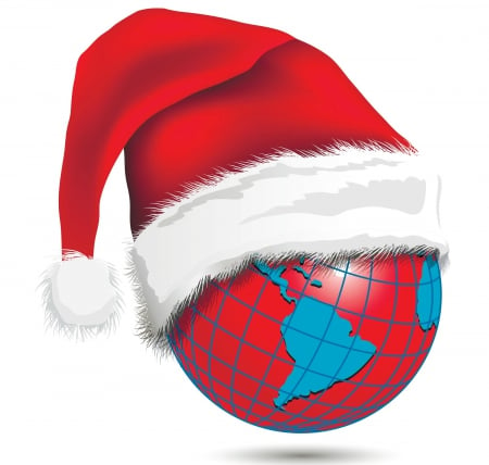 Christmas globe - globe, world, hat, christmas