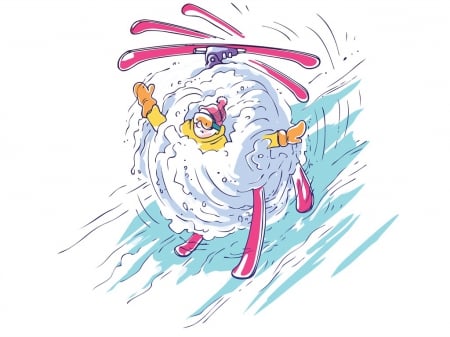 Clumsy skiier - ski, fun, winter, cartoon