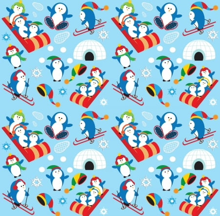 Winter fun - background, winter, penquins, fun, play