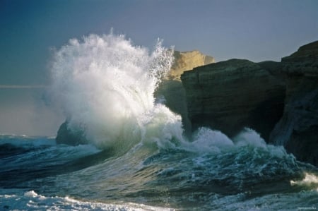 Ocean Waves - waves, oceans, nature, rocks