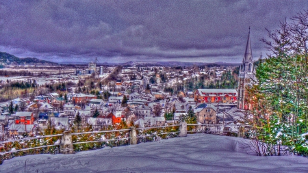 Winter Cityscape - hdr - winter, architecture, cityscape, snow