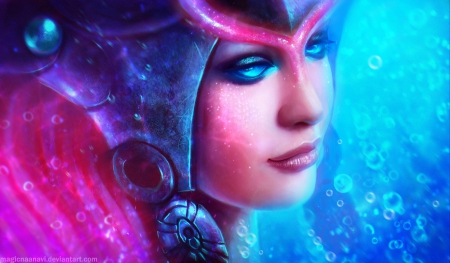 Nami - The Tidecaller - pretty, league of legends, creative pre-made, beautiful, digital art, weird things people wear, colors, lovely, colorful, 3D and CG, love four seasons, fan art