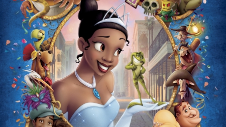 princess and the frog - turtle, princess, lion, frog