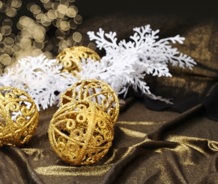 Xmas - balls, snowflake, merry, decoration, christmas