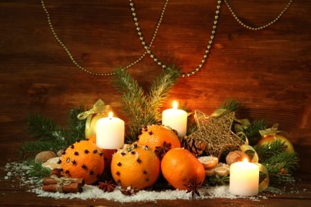 Xmas - christmas, oranges, decoration, candle, merry