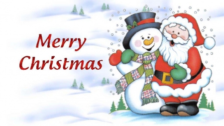 Merry Christmas - merry, santa, snowman, wallpaqper, christmas