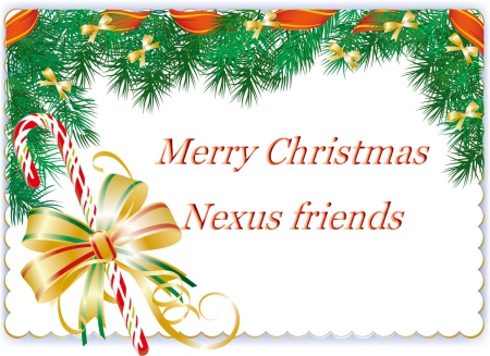 Merry Christmas Nexus - decorations, nexus, pine, greeting