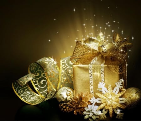 magic xmas - season, xmas, gift, magic, gold