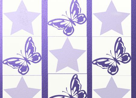 butterflies and stars on purple - star, stars, purple, butterflies