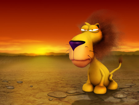 funny lion - 3d, animals