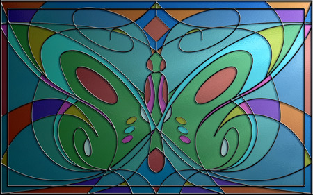 Captured Grace - stain glass, nature, windows, butterfly, colourful