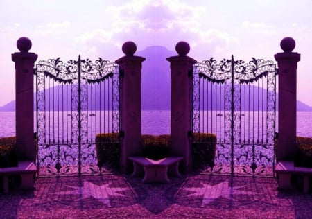 Gate - gate, mountain, sea, collages