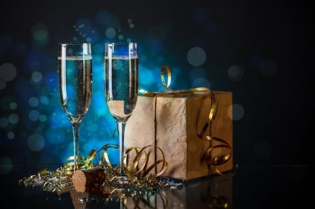 Champagne and gifts - and gifts, xmas, Champagne, new year