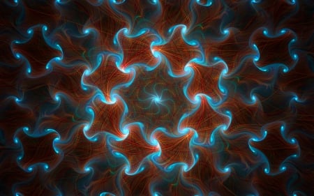 Fractal - abstract, blue, red, bright, fractal, luminos