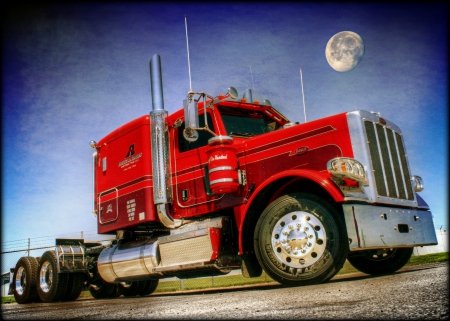 Bad Moon Rising - moon, semi, truck, big rig