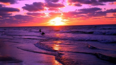 Purple Sunset - sunsets, nature, beaches, purple