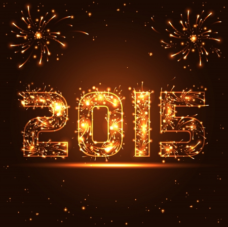 2015 - new year, 2015, fireworks, happy, gold