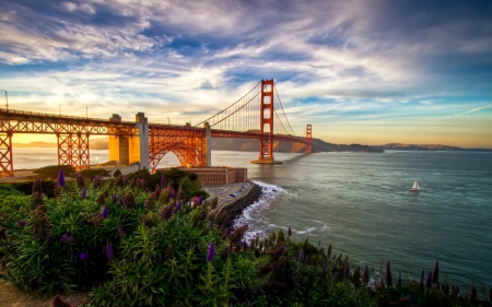 golden gate bridge - river, gate, golden, bridge