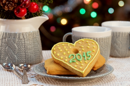 2015 - new year, heart, merry, cookies, christmas, happy