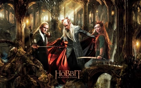 The Hobbit - The Desolation of Smaug (2013) - actor, girl, Thranduil, Evangeline Lilly, Legolas, Orlando Bloom, actress, elf, fantasy, The Desolation of Smaug, The Hobbit, Tauriel, woman, movie