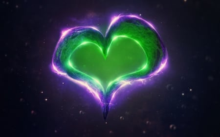 Heart - purple, pink, digital art, green, valentine, fantasy, black