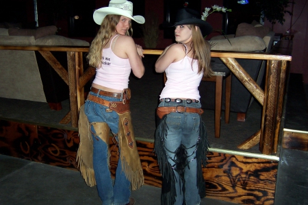 Cowgirls - boots, hat, cowgirl, jeans