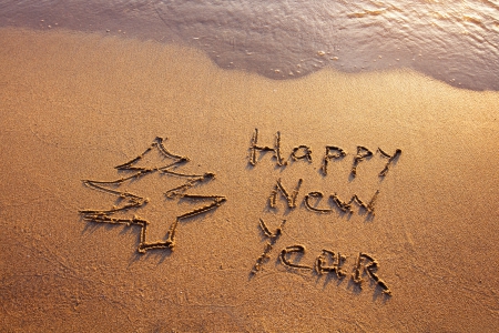 Happy New Year - beach, new year, sea, sand, happy