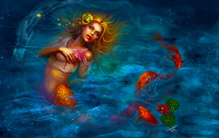 Fantasy Mermaid - fantasy, mermaid, woman, beautiful, digital, girl, beauty, art