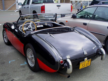 Austin-Healey 3000 - old car, convertible, black, red