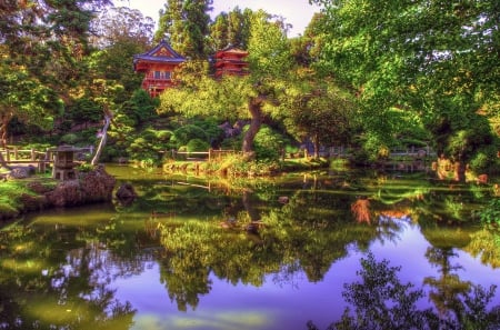 Japanese Garden - nature, lake, japan, japanese, garden