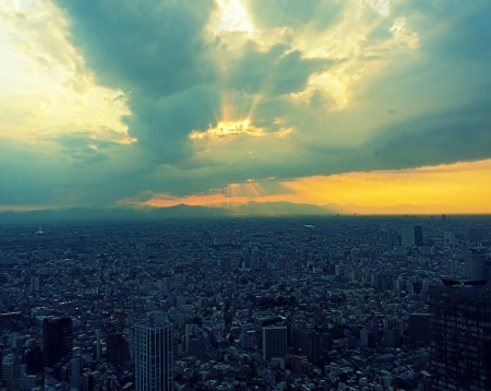 Shinjuku - shinjuku, sky, japan, fog, city, tokyo, scenery, japanese