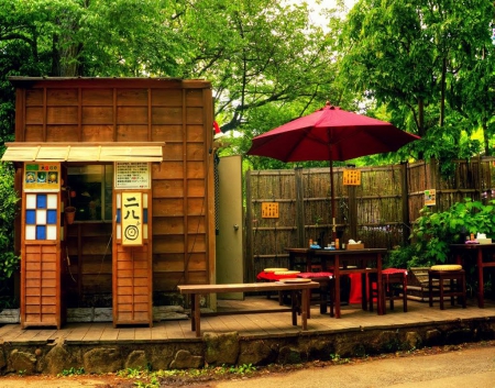 Noodle Shop - noodle, japan, umbrella, nature, cute, shop, japanese