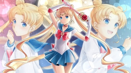 Tsukino Usagi - tears, girl, magic, usagi, long hair, seifuku, sailor moon, pretty, anime, cute, happy