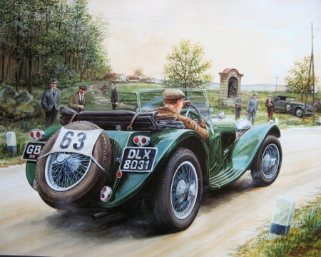 Rallying 1950's Style - English, Rally, Painting, MG