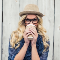 Glasses girl with coffee