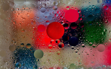 Water drops on glass - glass, blue, water, orange, green, texture, drops