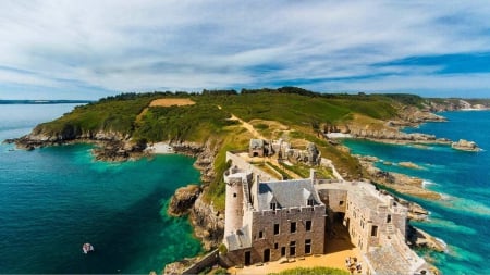 Beautiful Seascape - island, sea, nature, castles