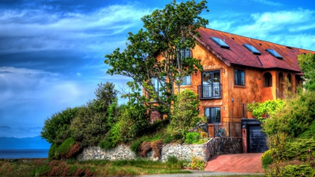 House on the Canadian Coast - photograpy, abstract, house, trees