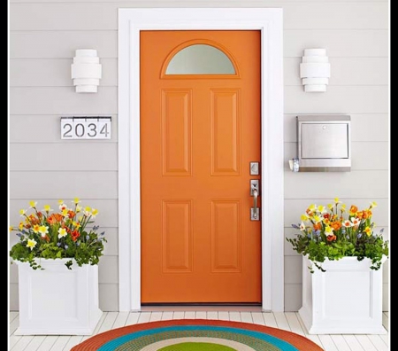 orange door to house - exit, blueprint, entrance, enter