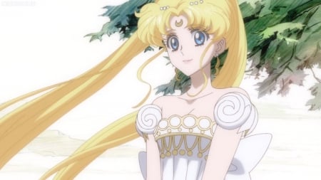 Serenity - nice, princess serenity, beauty, princess, female, blond, twintail, anime girl, wind, blond hair, windy, pretty, blonde hair, anime, twin tail, girl, magical girl, twintails, blue eyes, long hair, gown, lovely, serenity, sailor moon, twin tails, beautiful, sweet, sailormoon, dress, blonde