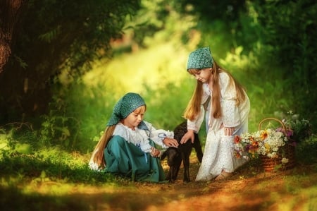 â™¥ - enjoying, girls, forest, animal