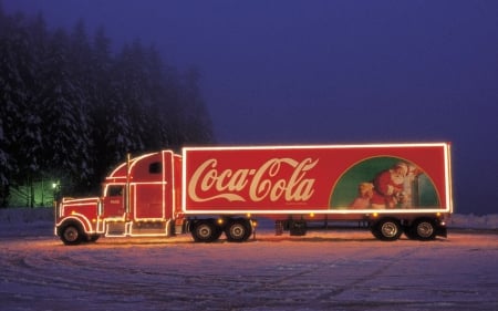 coca cola truck - truck, santa, coca, cola, snow