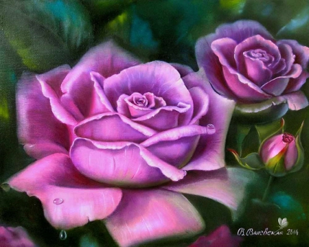 âœ¿âŠ±â€¢â•®Luxuriousâ•­â€¢âŠ°âœ¿ - roses, draw and paint, lovely, creative pre-made, nature, love four seasons, pink, beautiful, paintings, beloved valentines, flowers, colors, lovely still life