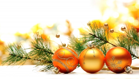 Xmas - christmas, decoration, balls, gold, merry