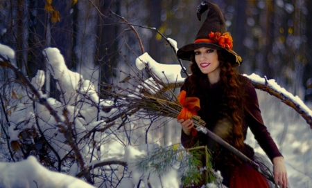 â™¥ - witch, winter, lady, snow