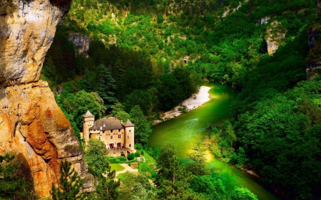 laval france - house, river, mountain, tree