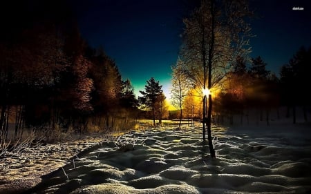 Winter Sunset - sunsets, winter, nature, landscapes