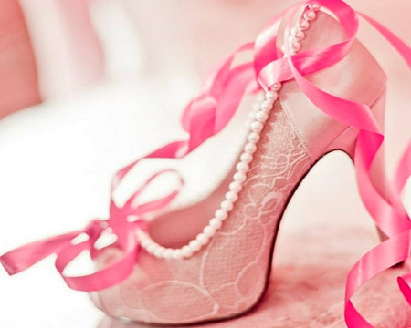 Pink Shoe - fashion, ribbon, pink, shoe